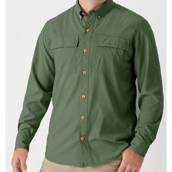 Duluth Trading Company Mens M Olive Action Standard Fit Long Sleeve Shirt - Picture 10 of 10